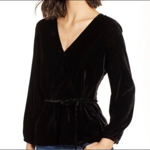 J. Crew Velvet Faux Wrap Top